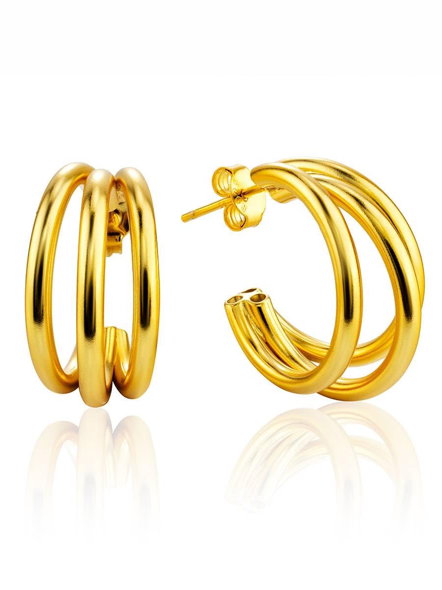 Bauble Cluster Anti-Tarnish Gold Plated Chunky Triple Hoop Earrings for Girls and Women/Stainless Steel Hoop Earring For Women Anti Tarnish Gold Plated/Gifts For Girls Gold Plated earning (pack of 1) (B0DBRXW13F) Amazon Price History, Amazon Price Tracker