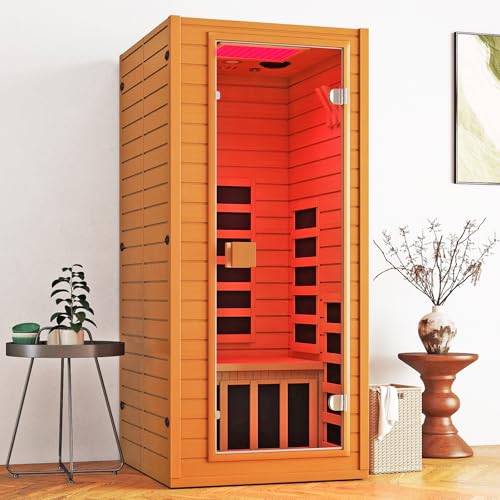 Real Relax Infrared Sauna with 660 & 850nm Red Light Therapy, Full Spectrum Sauna with 7 Heater,...