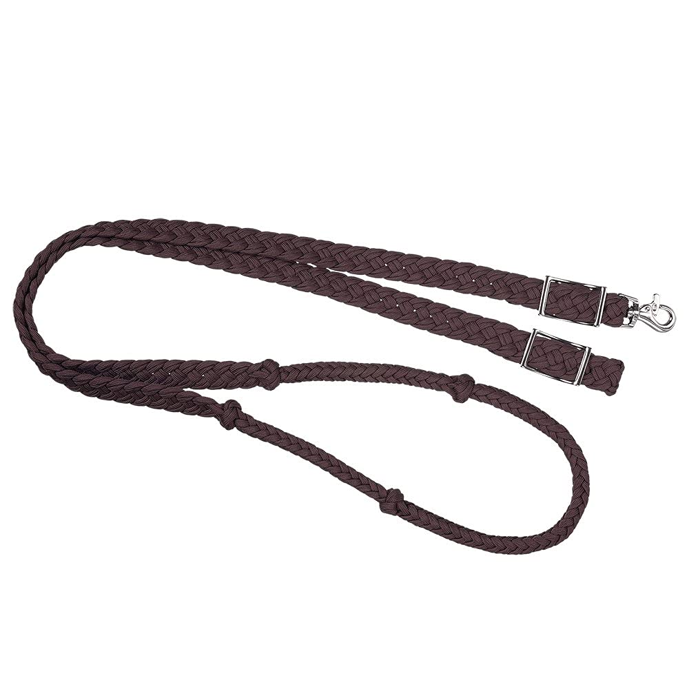 Tough 1 Knotted Cord Roping Reins, Brown, 1" X 8'