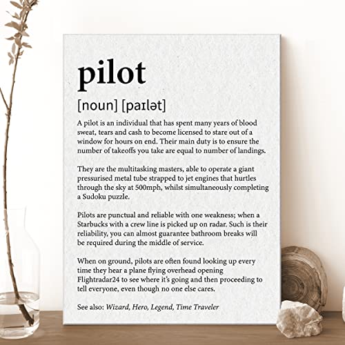 Pilot Definition Canvas Wall Art Pilot Dictionary Definition Canvas Prints Framed Paintings Artwork Ready To Hang Home Office Wall Decor 15X11.5 Inches #TOP2
