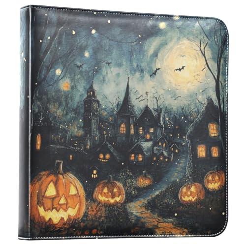 Álbum de fotos ALAZA para Halloween con cubierta de cuero sintético PU, diseño de tres anillos, para bodas, viajes y recuerdos familiares miniatura 1