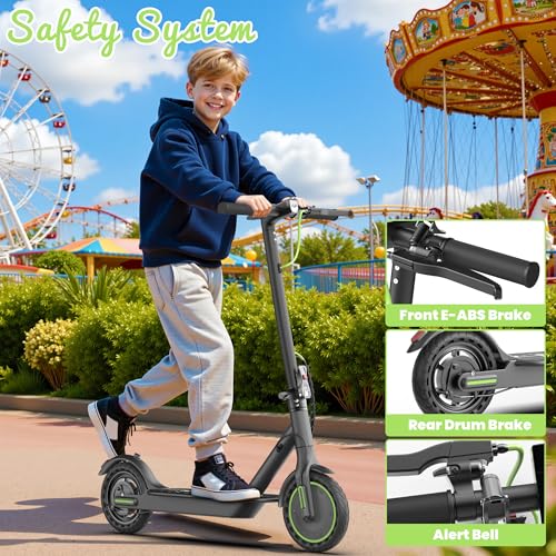Image of Electric Scooter, 350W Motor, 19 Mph Speed & 15 Miles Range, 8.5 inch Solid Tires, Lightweight Foldable Scooter with Dual Braking System, Max Load 265LBS