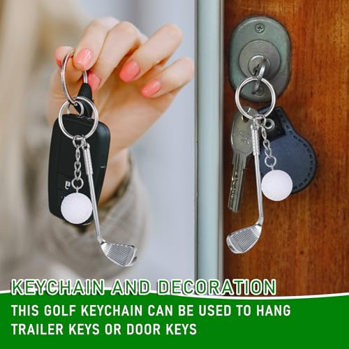 Image of Golf Club Keychain, Golf Gifts Keychain for Men Women Golfers Mini Alloy Golf Keychain Golf Racket Ball Pendant Keychain, Golf Ball with Keychain Bag Pendant Decorations Sports Golf Lovers Gifts