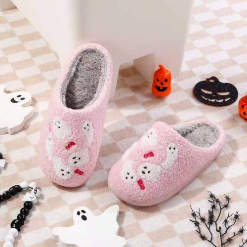 Image of Halloween Pumpkin Slippers for Womens Mens Cute Cartoon Slippers Plush Warm Memory Foam Shoes