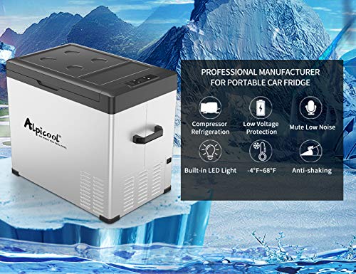 Alpicool C50 Portable Refrigerator 53 Quart Car Fridge Freezer for Travel, Outdoor -12/24V DC(Black and Silver) - Thumbnail 5