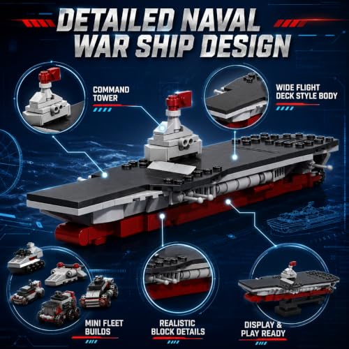 Image of SKY LINE OCEAN Parent Ship Building Set Series 1000 Pcs (10 in 1 War Ship)