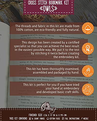 Povitrulya Counted Cross Stitch Kit - Diy Kits For Adults Or Kids - Funny Embroidery Bookmark - Easy To Use - Craft Collection - Owls #TOP3