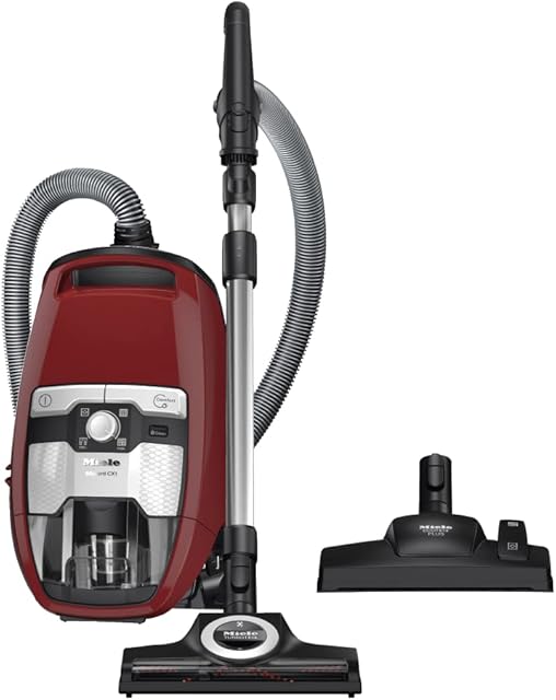 Miele Blizzard CX1 Cat & Dog Bagless Cylinder Vacuum Cleaner with Turbo Brush for Pet Hair, EcoTeQ Floorhead, HEPA Lifetime Filter, Large Operating Radius, Mango Red