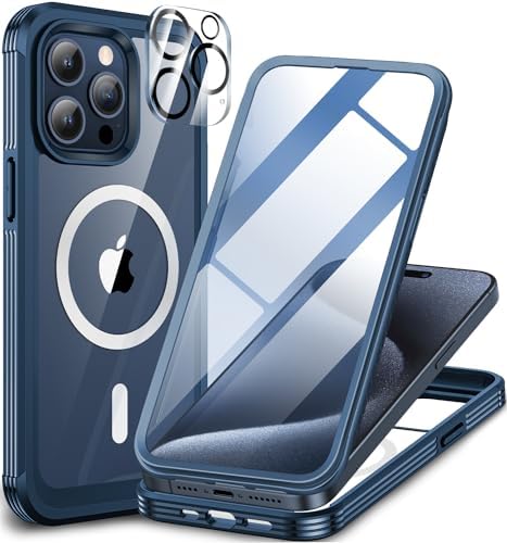 PlusAcc Magnetic Hülle für iPhone 15 Pro Max 6.7 Zoll - 360 Grad Schutz mit  integriertem schutzfolie Militärnorm hardcase, Kompatibel mit MagSafe  stoßfest Clear handyhülle: : Elektronik & Foto