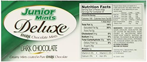 Junior Mint Deluxe Dark Chocolate Coated, 72-Count Box