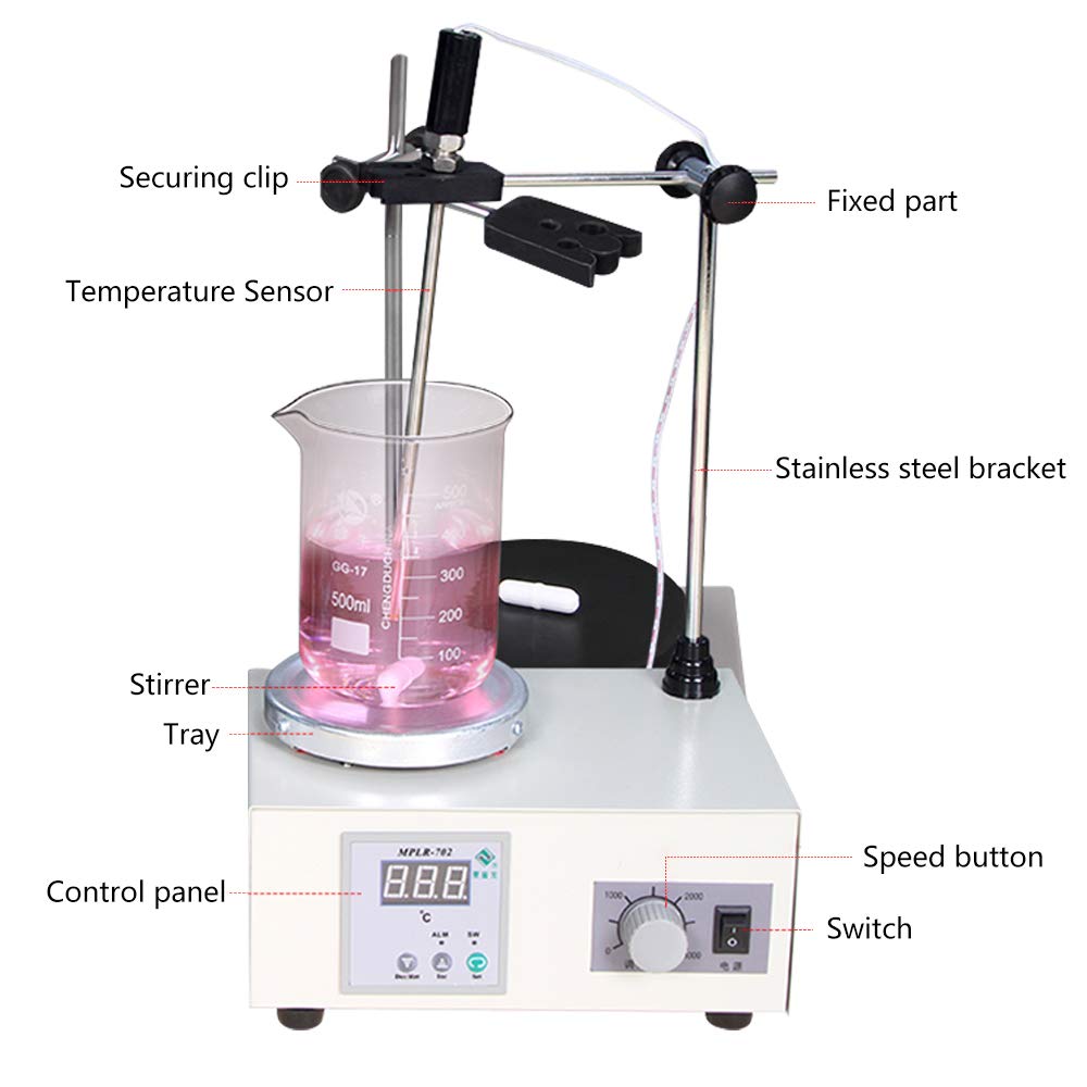 Fayelong - Mezclador de laboratorio magnético con placa calefactora 85-2, mezclador magnético digital de 110 V/220 V (sin vaso)