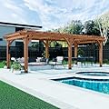 Backyard Discovery Beaumont 24' x 12' Traditional Cedar Wood Pergola Kit with Trellis Roof, All-Season Durability, High-Wind Rating, PowerPort, Shade for Outdoor Patio, Deck, Garden, and Entertaining