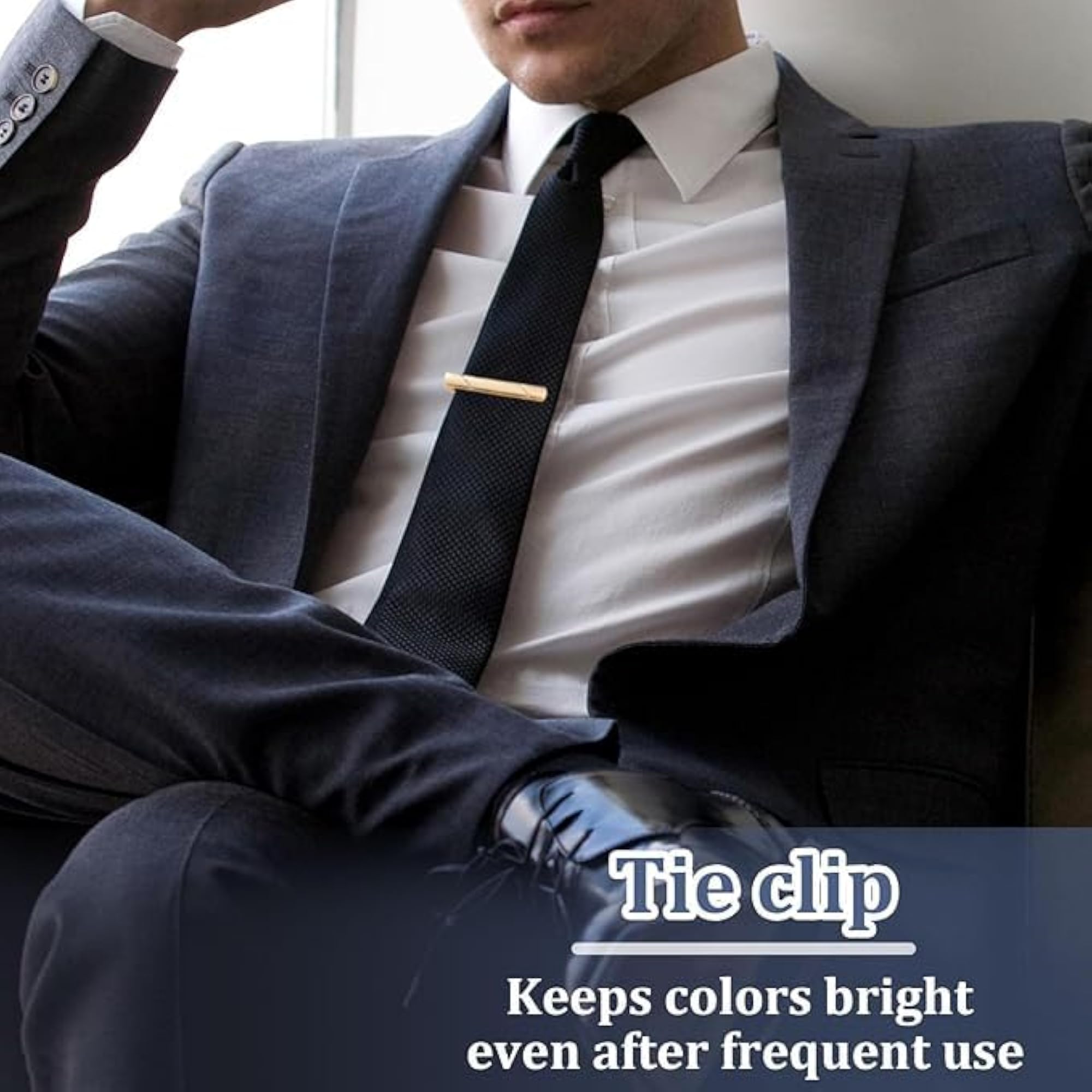 Set of 4 Silver Tie Clips for Men, Classic Business Style