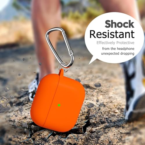 Image of Meyaar for Apple AirPods Pro 3 Case Cover with Keychain, Soft Skin Silicone Case Cover, Full Protective Case Cover Compatible with AirPods Pro (3rd Generation) Case 2025 (Orange)