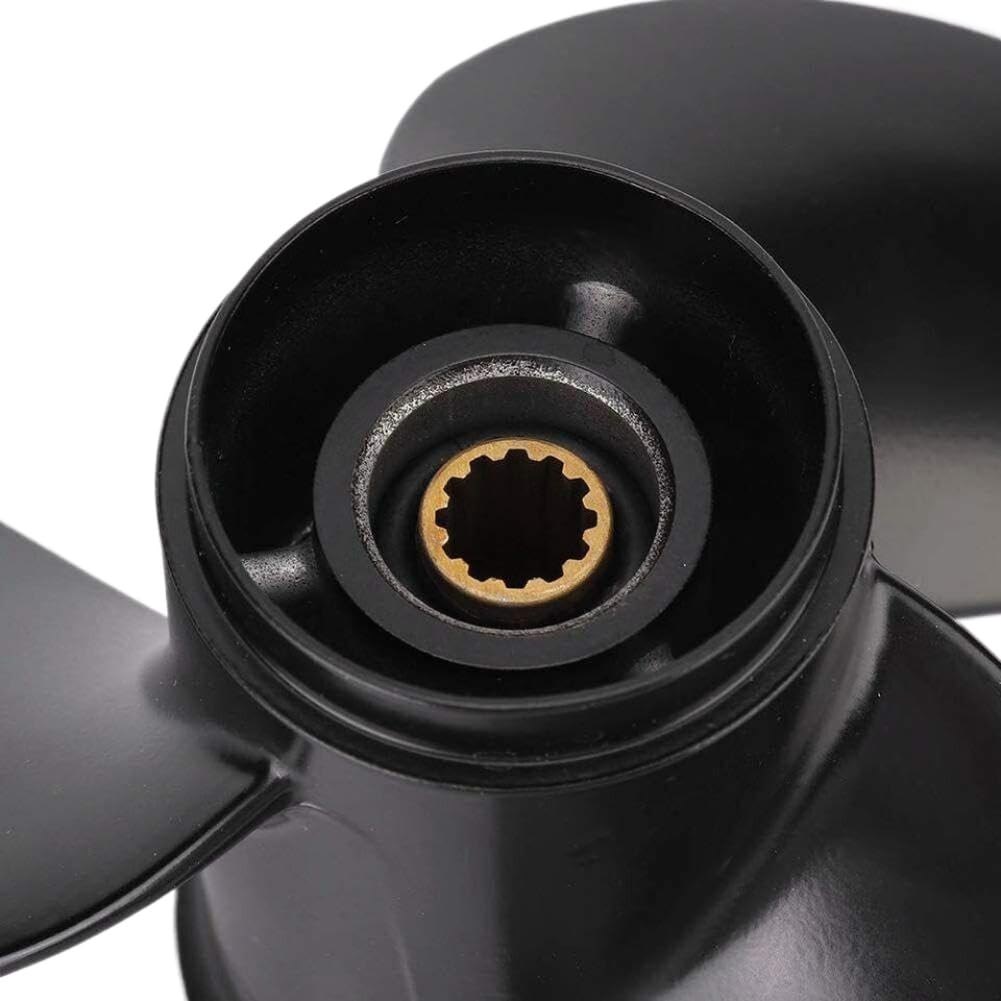 Hélice para Barco de 8,5 Pulgadas x 9 Pulgadas, Compatible con Motores fueraborda de 8HP a 9,8HP, 12 Dientes, Color Negro