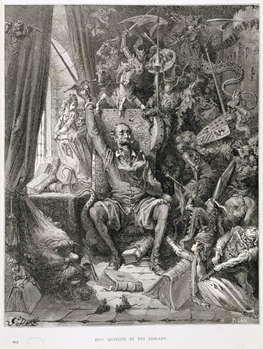 Tableau Don Quichotte gravure Gustave Doré décoration chambre vintage 60x90cm