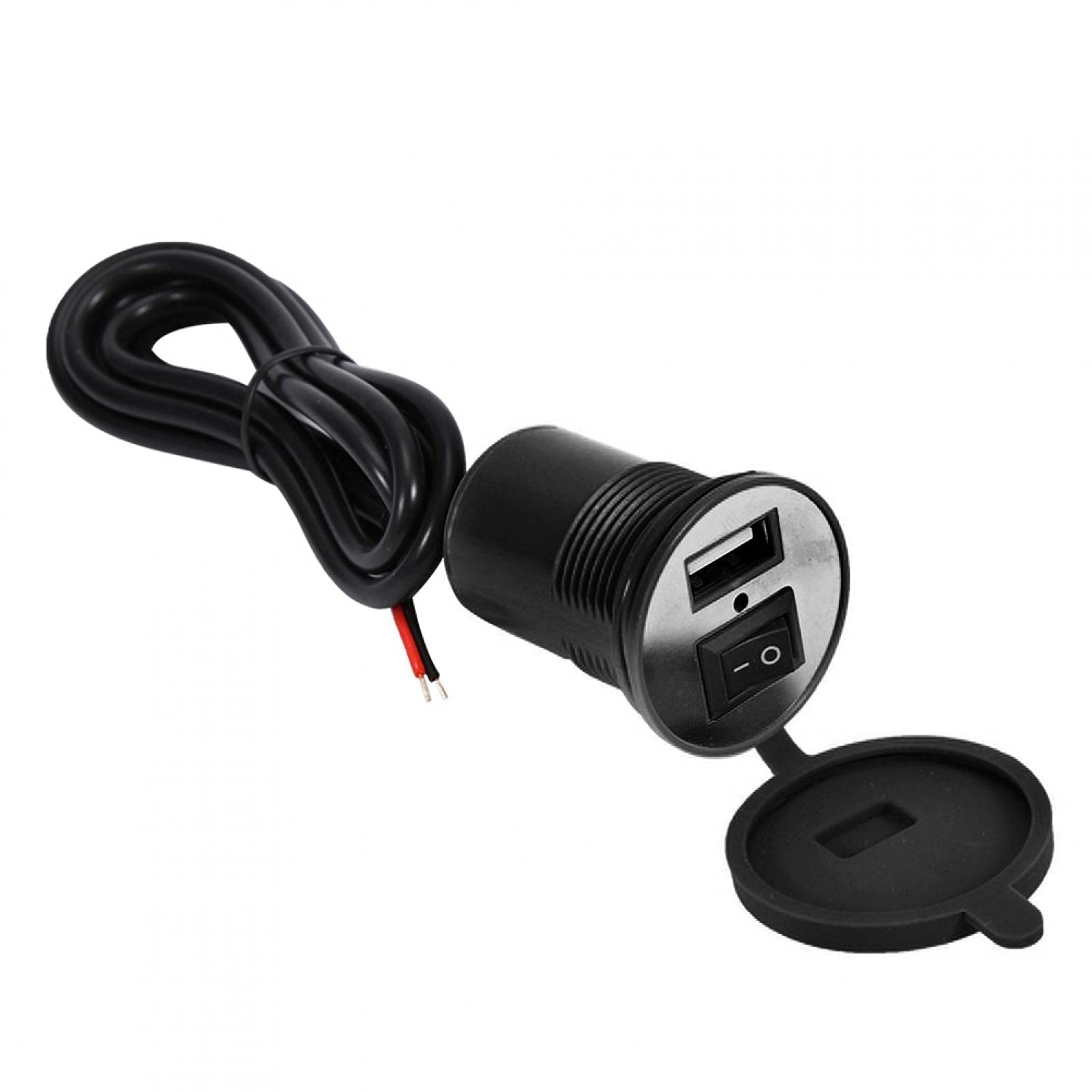 Car Charger, Phone Charger, DC 12V Motorcycle Handle Bar Phone Holder Waterproof USB Charger with Switch(Black)