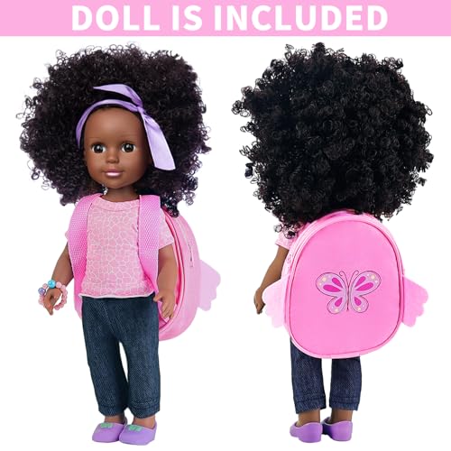 Muñeca negra realista de 14.5 pulgadas con ropa y accesorios miniatura 3