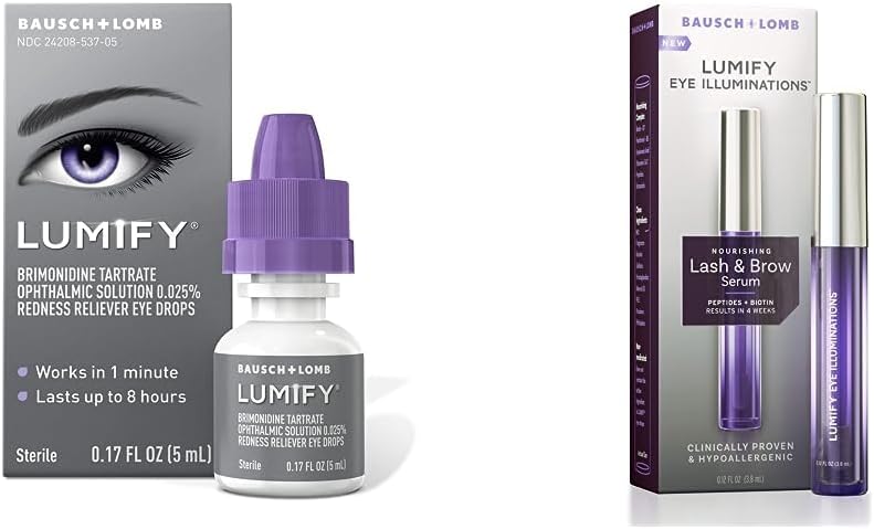 Redness Reliever Eye Drops 0.17 Fl Oz (5 mL) with Eye Illuminations Nourishing Lash & Brow Serum