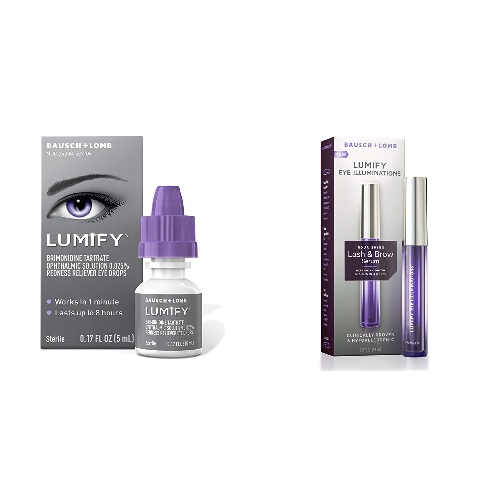 LUMIFYRedness Reliever Eye Drops 0.17 Fl Oz (5 mL) with Eye Illuminations Nourishing Lash & Brow Serum