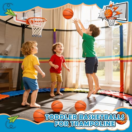 Image of Iyoyo Mini Basketball Set - 5 Pack 6 inch Small Balls with Pump, Over The Door Mini Hoop Replacements, Toy for Toddlers, Kids, Teenagers, Pool, Indoors, Outdoors