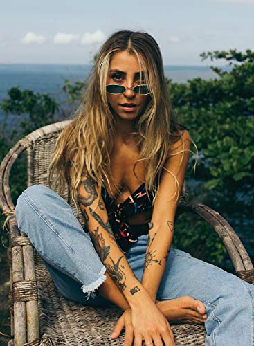 Image of COASION Vintage Small Oval Aesthetic Sunglasses Retro for Women Men Hippie Cool Metal Frame Sun Glasses