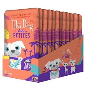 Tiki Canine Petites Grain Free, Hen & Beef, Nutrient Dense Meat, Meal Topper for Small Canine and All Life Levels, 3.5 ouncesPouch, Pack of 12