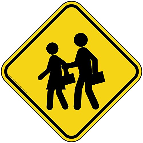 ComplianceSigns.com [Graphic Only] Pedestrian Crossing Reflective Sign, 12x12 in. with Center Holes, Plastic for Roadway Children/School Safety