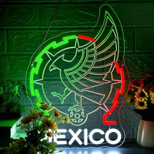 Image of Football Neon Sign for Wall Decor Soccer Team Logo LED Light for Man Cave | Dimmable football neon light, bedroom, bar, party, fans club wall decor, gifts for soccer team fans, size 15.7*11.4 in