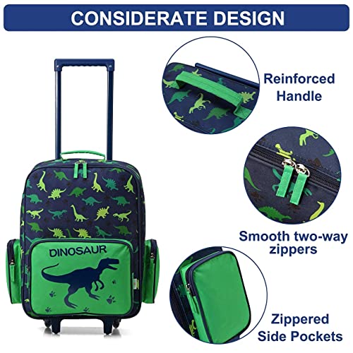 Vaschy Dinosaur Rolling Luggage And Cute Preschool Backpack Bundle #TOP4