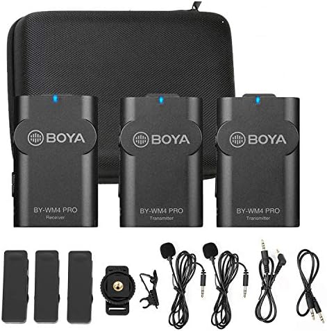 2.4G Wireless Lavalier Microphone Vlog for DSLR Camera Smartphone, New BOYA Lapel Microphone System for Canon Nikon Camera iOS Android Mobile Audio Recorder YouTube Facebook Live Podcast (K2)