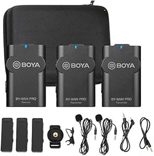 2.4G Wireless Lavalier Microphone Vlog for DSLR Camera Smartphone, New BOYA Lapel Microphone System for Canon Nikon Camera iOS Android Mobile Audio Recorder YouTube Facebook Live Podcast (K2)