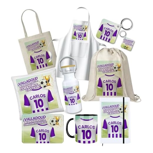 Kembilove® Pack Regalo Personalizado Valladolid Fútbol | Regalo Único Fan Valladolid Nombre Número | Souvenir Oficial Equipo Valladolid Regalo Fútbol para Aficionados Leales del Club Pucelano