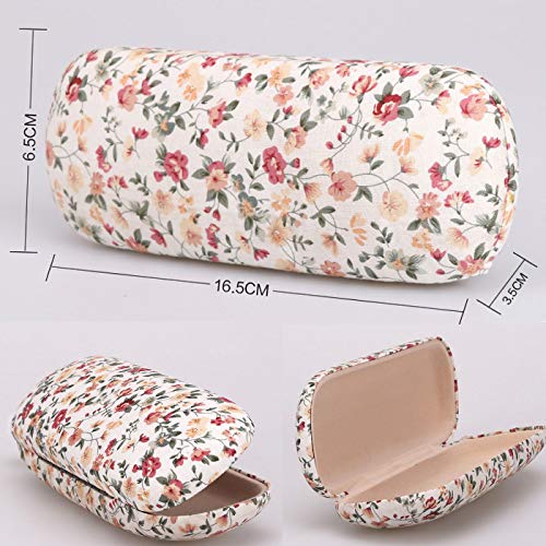 Hard Shell Eyeglasses Case 3 Pack Floral Portable Glasses Case Hard Protective Spectacle Eyeglass Case For Women (Floral-S-Tangerine+Blue+Beige) #TOP2