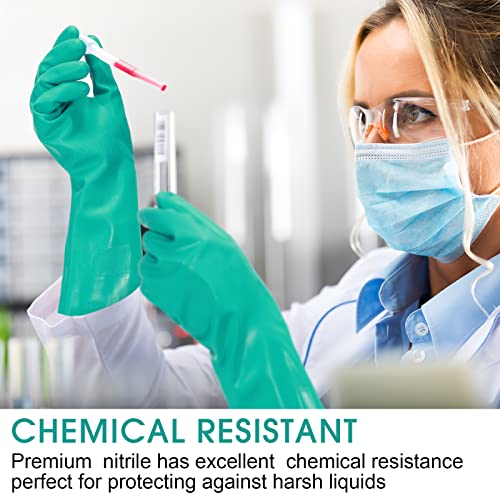 Image of Potchen 10 Pairs Chemical Resistant Gloves 15 Mil Nitrile Gloves,Medium