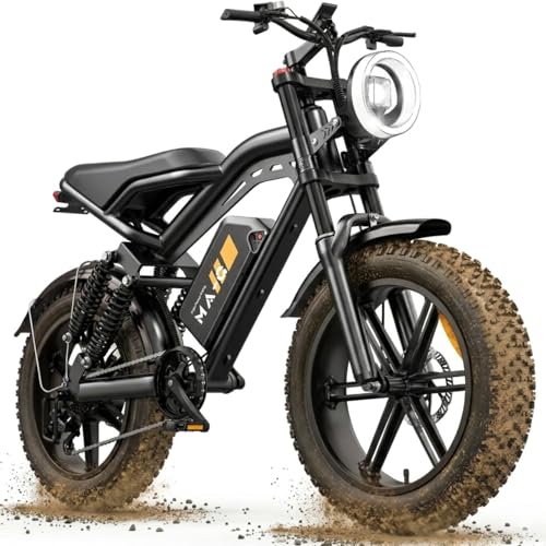 Image of High Power Electric Bike for Adults, 1500W-4000W Peak Ebike with UL Certified Battery, 20 inch Fat Tire Retro Scrambler Moped Style & Off-Road Electric Motorcycle, Full Suspension