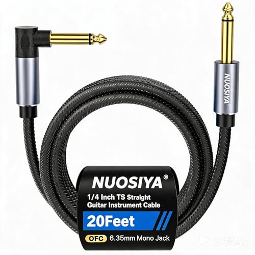 NUOSIYA 22AWG 18pF/ft Guitar Cable 20FT, Ultra-Low Capacitance, 99.99% OFC with Graphene Hybrid...