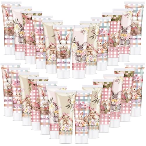 Loopeer 25 Pcs Easter Gift Bulk, Happy Easter Hand Cream Basket Stuffers Party Favors for Coworkers Adults Teachers Employees, Travel Size Lotion Bunny Gift for Party Supplies