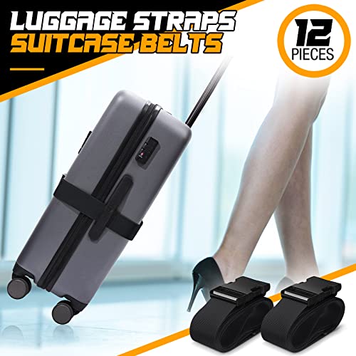 Eccliy 12 Pack Luggage Straps Suitcase Belts Wide Adjustable Packing Straps Travel Belts Accessories for Business Packing(Black)2