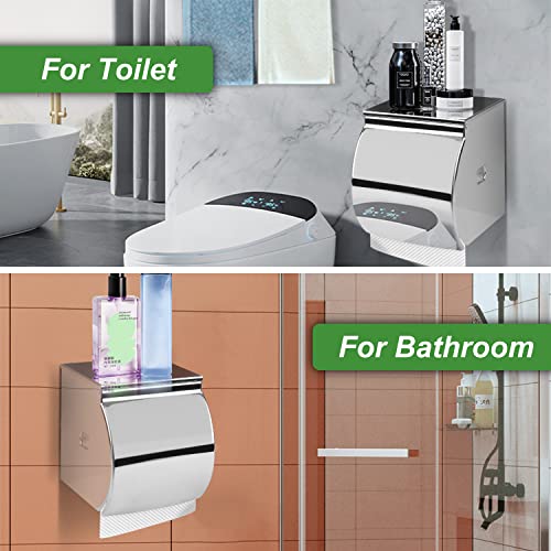 Lelizaza Waterproof Toilet Paper Holder Self Adhesive, Sus304 Stainless Steel Toilet Paper Roll Holder Cat Dog Proof Toilet Tissue Holder For Bathroom-Silver #TOP2