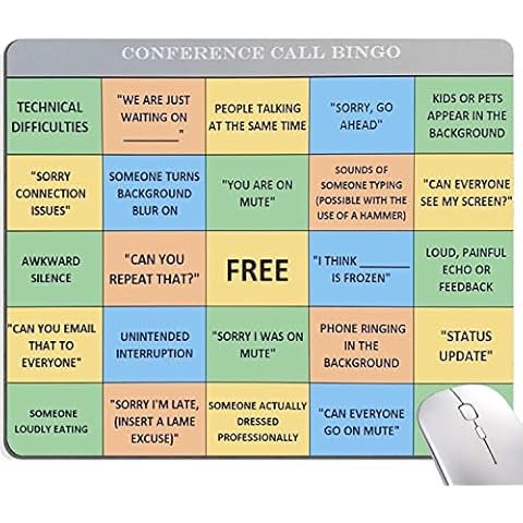 Hokafenle Mouse Pad, Square Personalized Computer Mouse Pads with Design, Washable Mouse Mat, Gaming Office Home Non-Slip Rubber Base Mousepad, Conference Call Bingo Cover