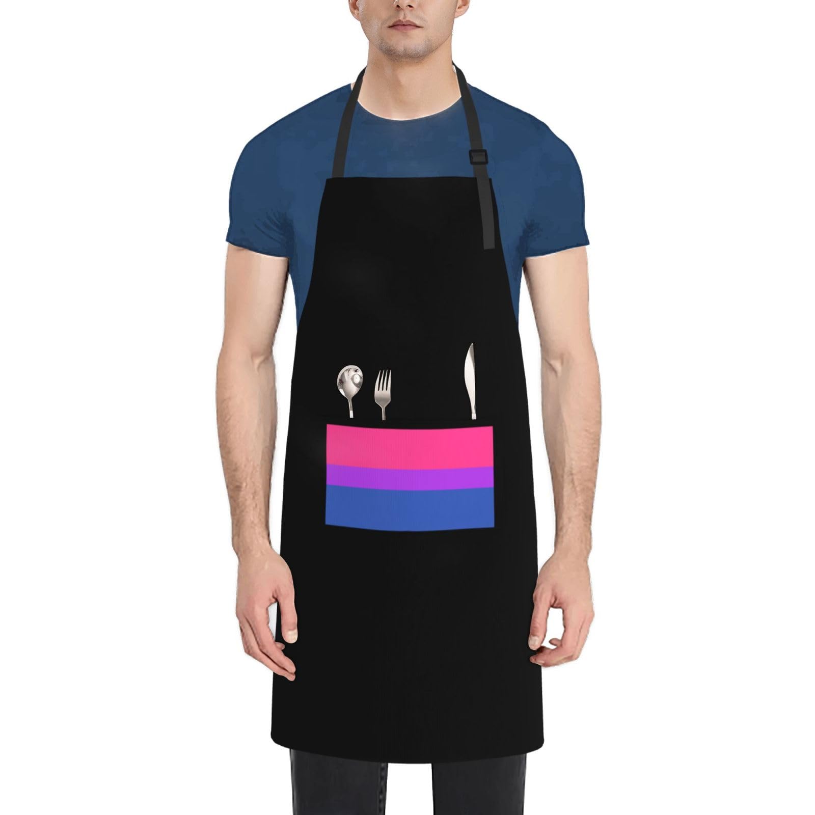 Bisexual Pride Flag Waterproof Apron With Pockets For Chef Bbq Gardening Baking Etc For Adult