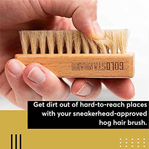 Premium Shoe Cleaning Brush - Shoe Brush With Soft Hog Hair Bristles - Works Great On Delicate Materials - Sneakerhead Supplies By Gold Standard #TOP3