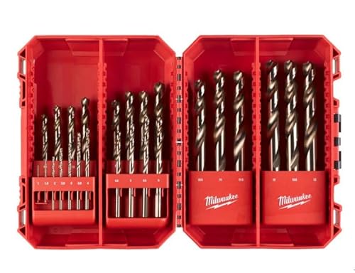 Milwaukee HSS-G Red Cobalt Metal Drill Bit Set, 1-13 mm, 25 Pieces - 4932493868