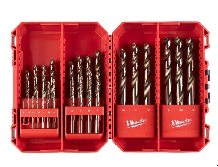 Milwaukee HSS-G 4932493868 - Juego de brocas de metal cobalto rojo, 1-13 mm, 25 piezas