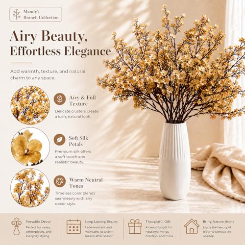 Image of Mandy's 6 Bundles Artificial Gold Baby's Breath Flowers