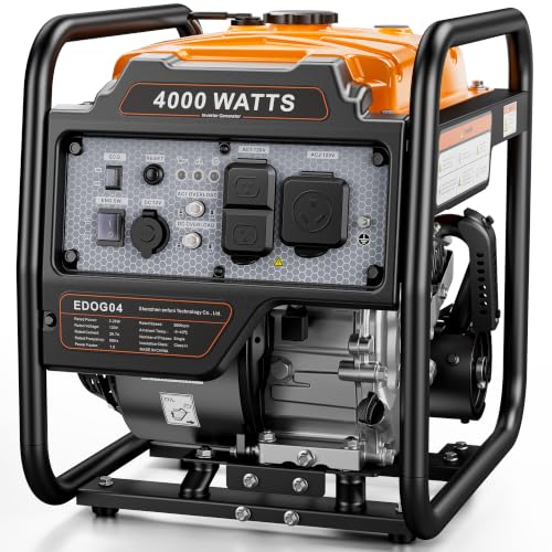 4400 Watts Open Frame Inverter Generator, Gas Powered Portable Generator for Home Backup, RV Ready...