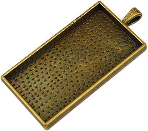 Silver Plated Rectangle Bezel With Glass Cabochon 24x48mm - Pendant Kit