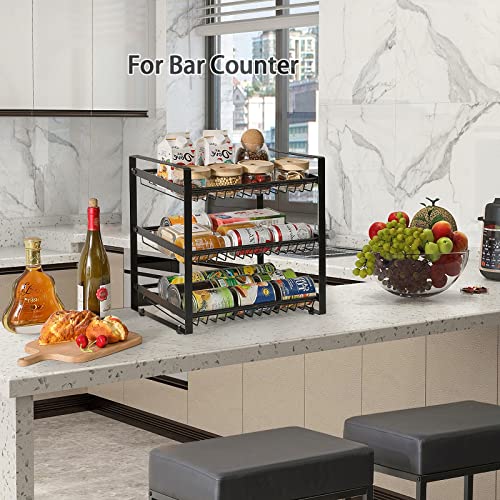 Ymyny 3-Tier Can Rack Organizer, Multifunctional Can Storage Dispenser, Holds Up To 36 Cans, Stacking Rack Holder For Kitchen Cabinets, Countertops, Pantry, Small Spaces, Black, Hsr001H #TOP4