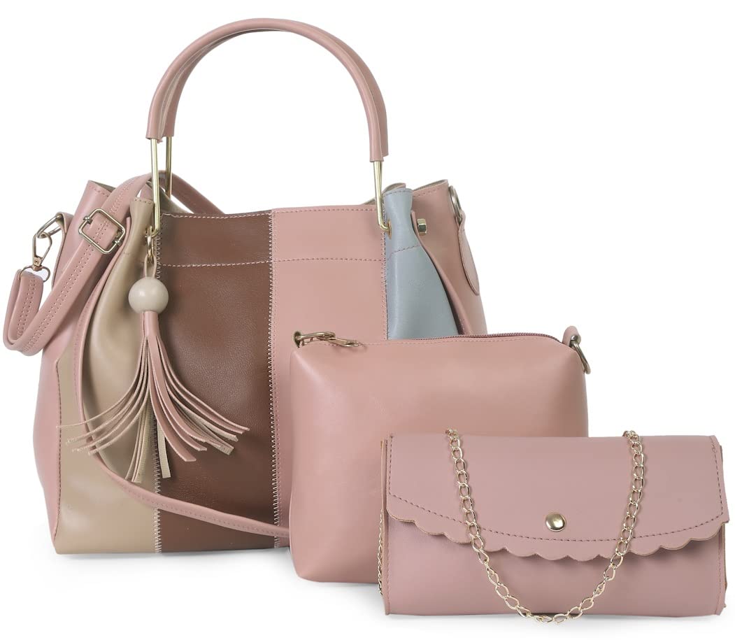 Fargo Handbag For Women And Girls Combo Set Of 3 (Pink_ColorStrip_FGO-455) (B09XBFBS2D) Amazon Price History, Amazon Price Tracker